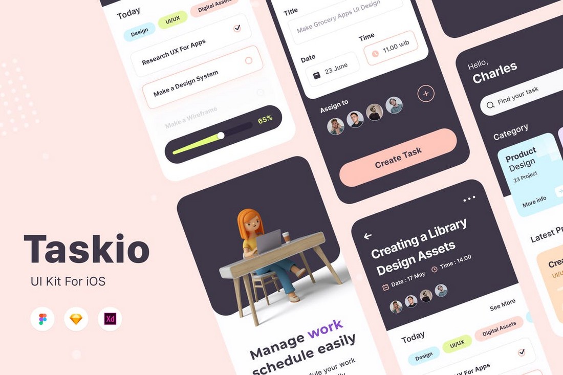 Taskio - Task UI Sketch App Template