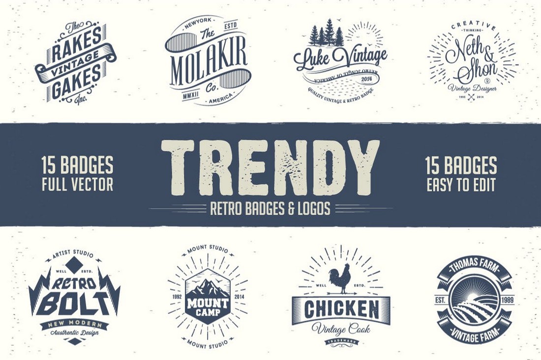 Trendy Retro Badges and Logo Templates