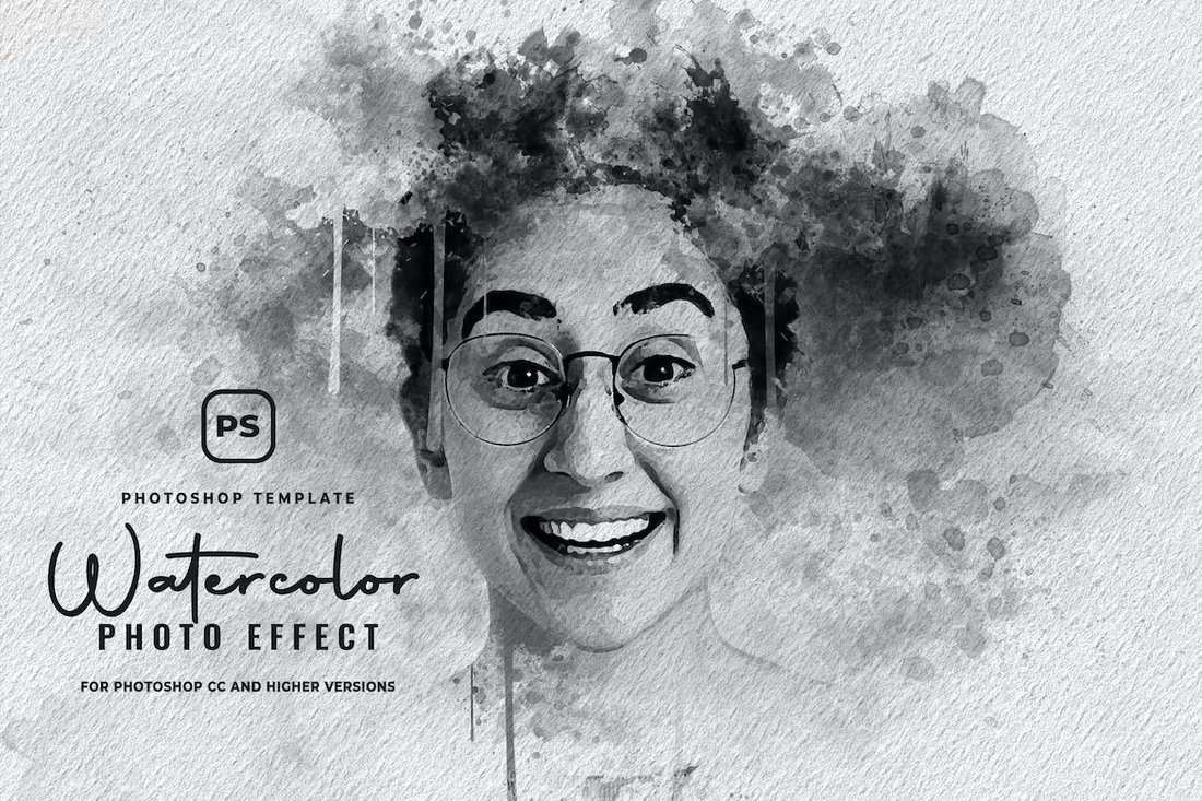 Watercolor Effect Photoshop Template