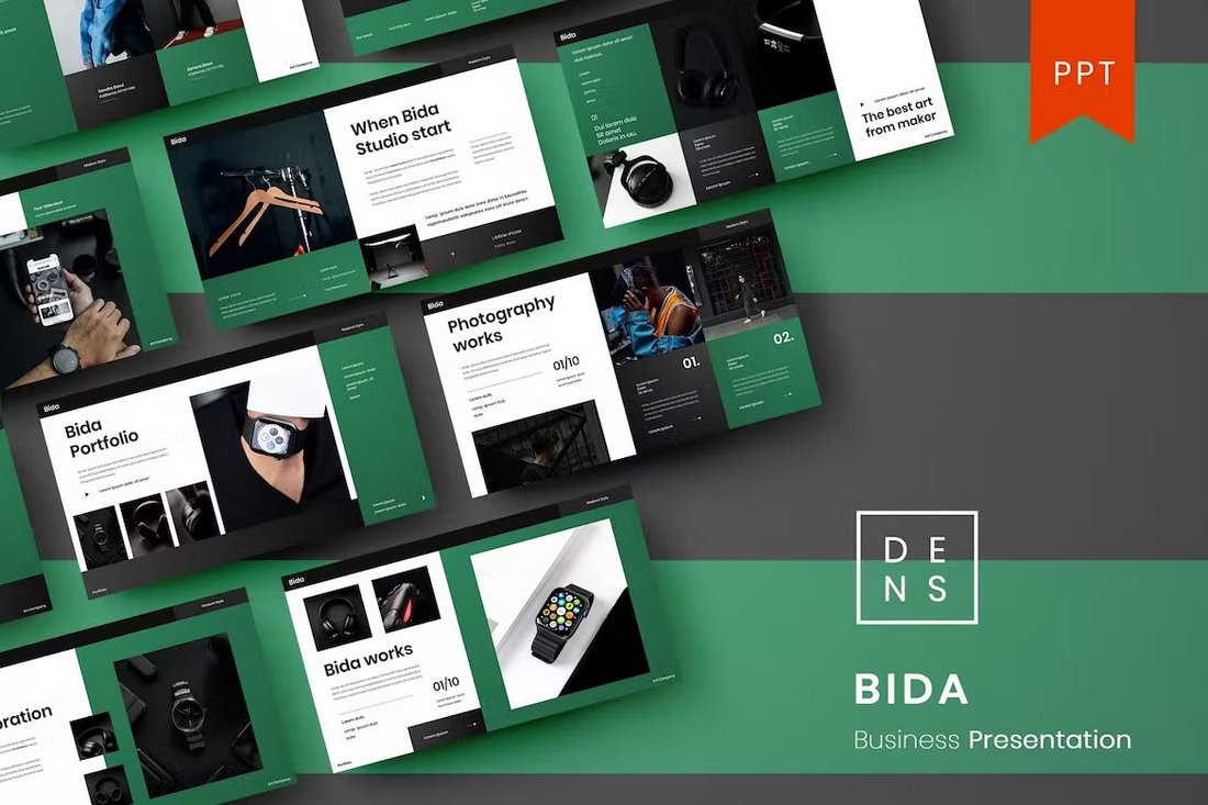 Bida - Modern Agency Portfolio Cool PowerPoint Template