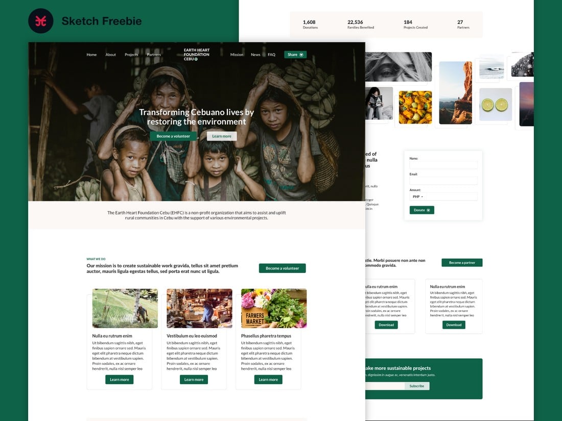 Charity Website Free Sketch Template