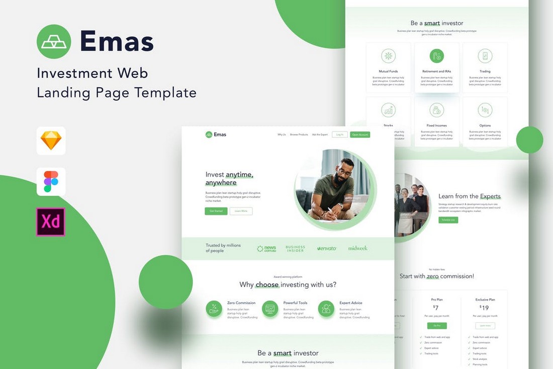 Emas - Investment Website Adobe XD Template