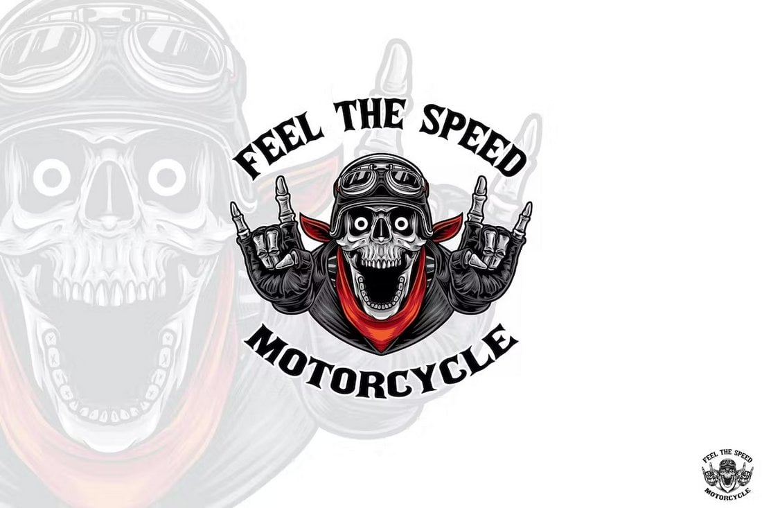 Skull Biker - Metal Band Logo Template