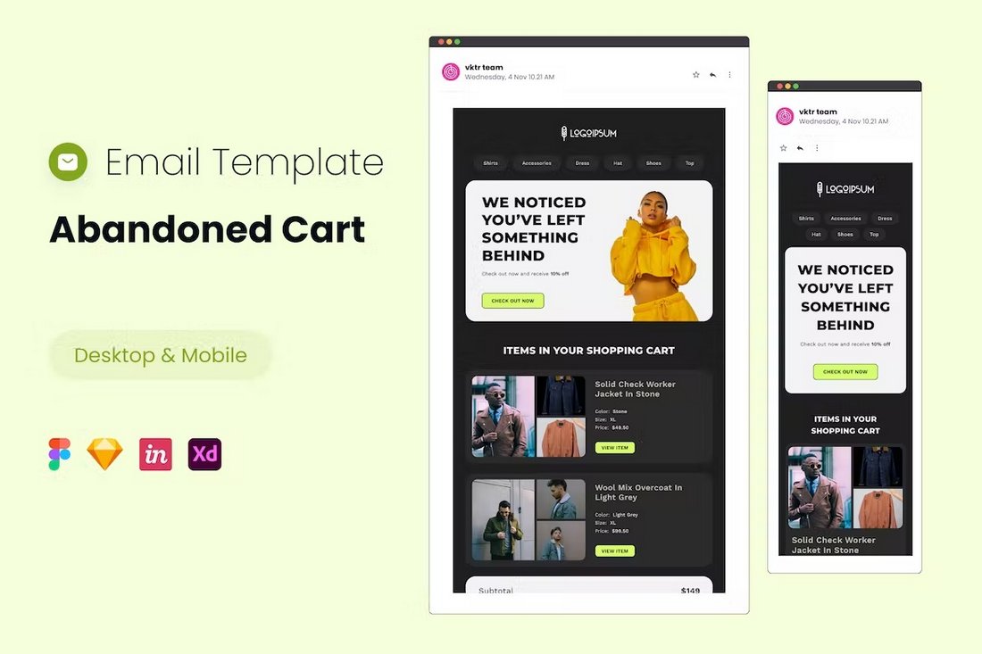 Abandoned Cart - Adobe XD Email Template