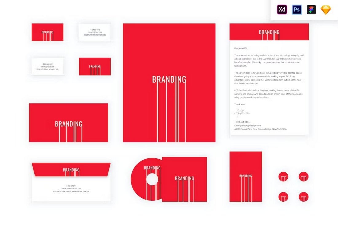 Branding Lines - Stationery Mockups for Adobe XD