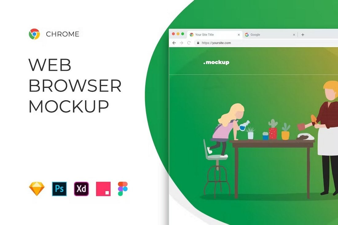 Chrome Browser Adobe XD Website Mockup