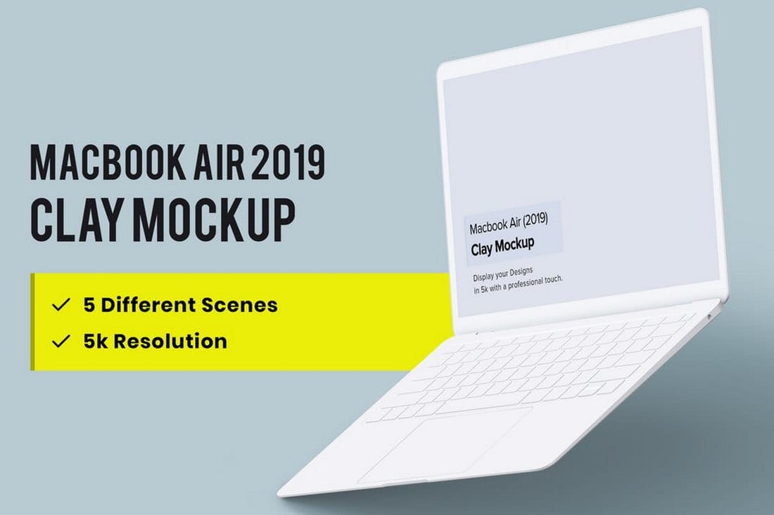 Clay Macbook Air Laptop Mockup