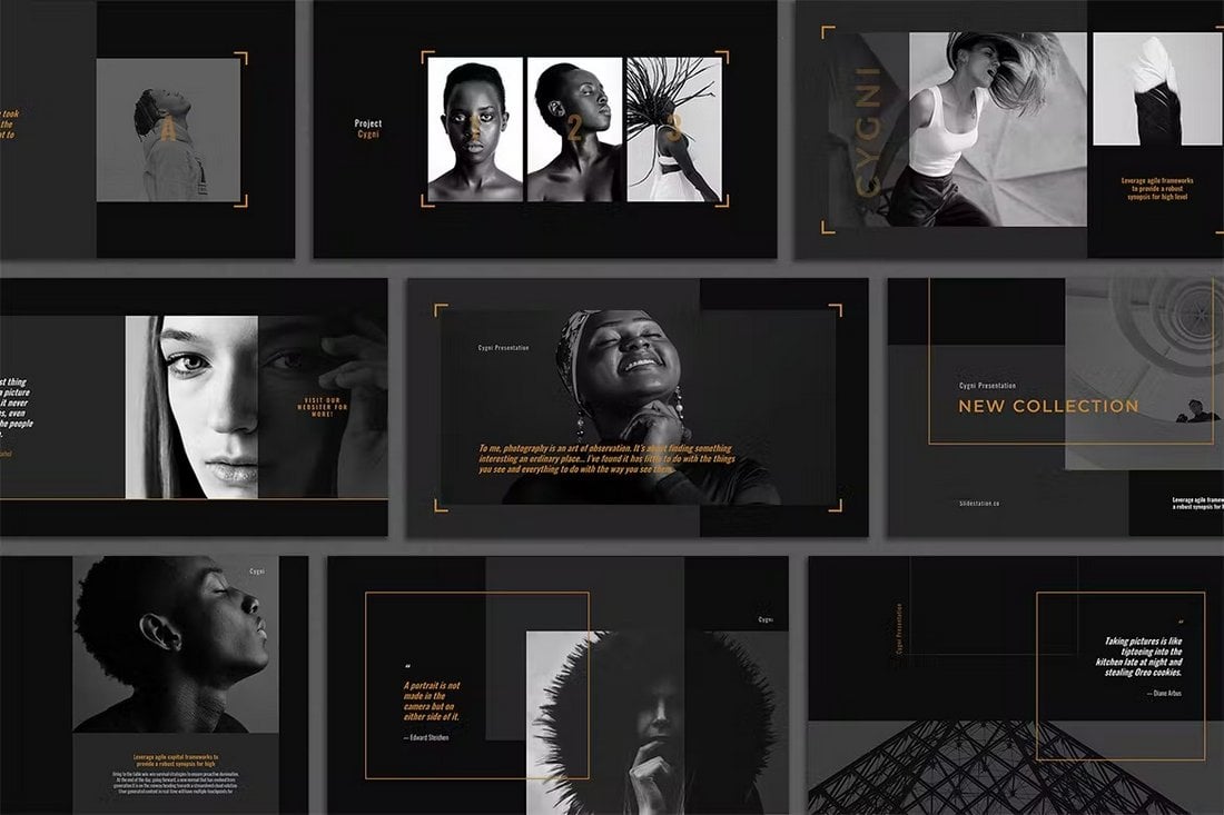 Cygni - Black and Gold PowerPoint Template