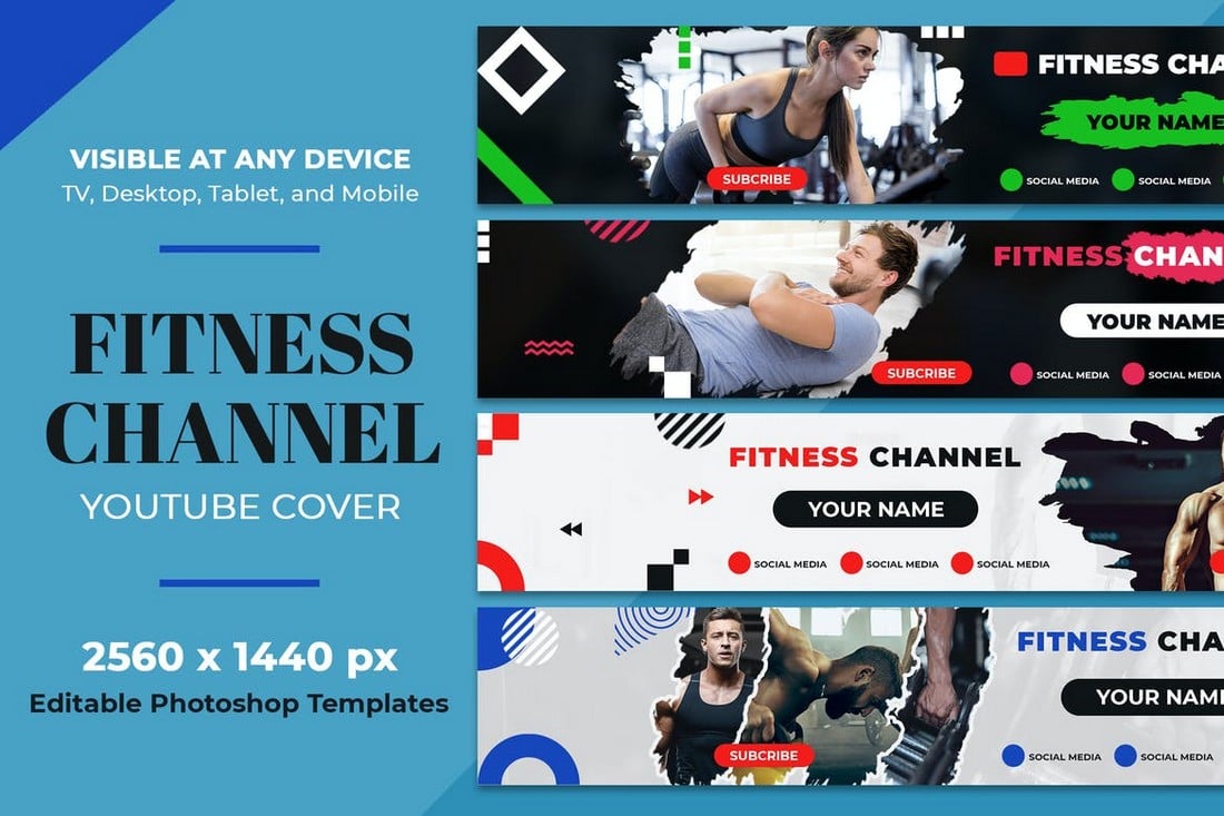 Fitness & Gym Youtube Channel Art Template