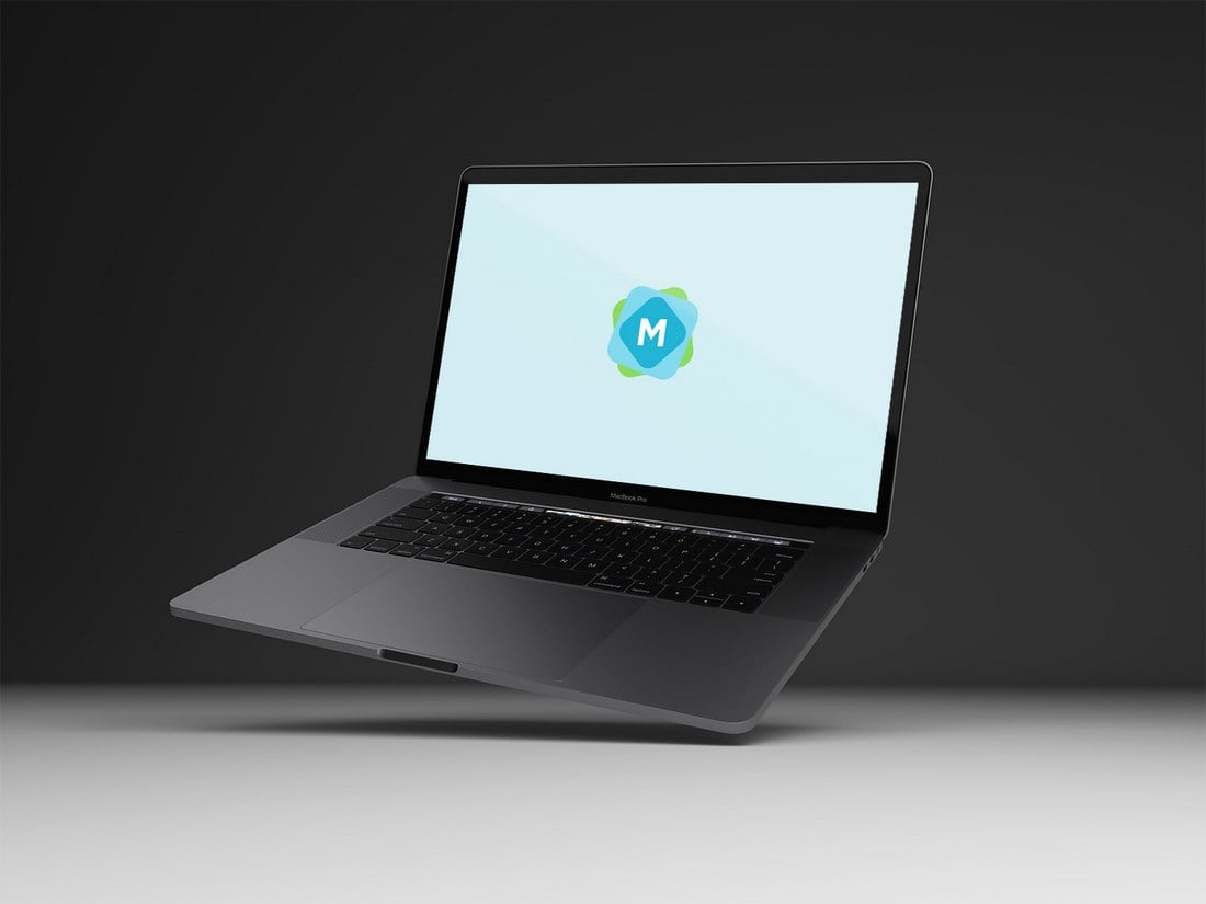 Free Floating Space Grey MacBook Pro Mockup