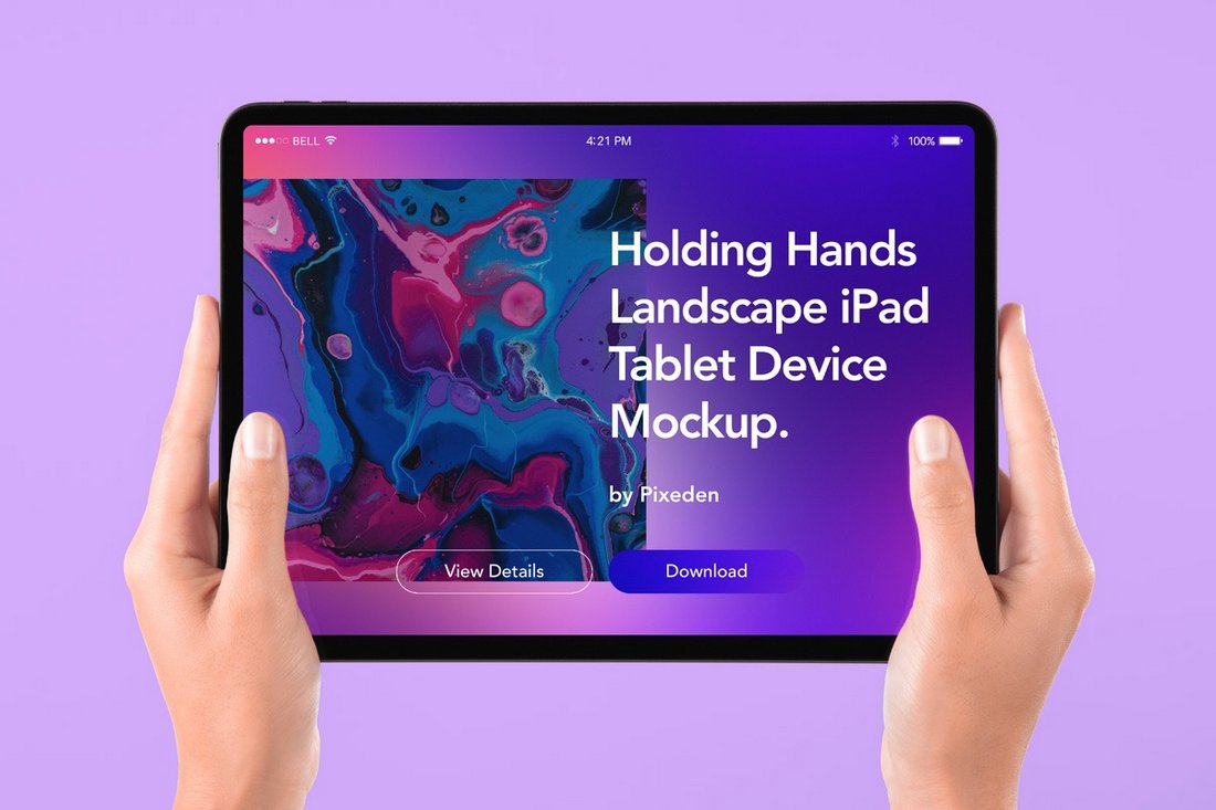 Free Hands Holding iPad Mockup