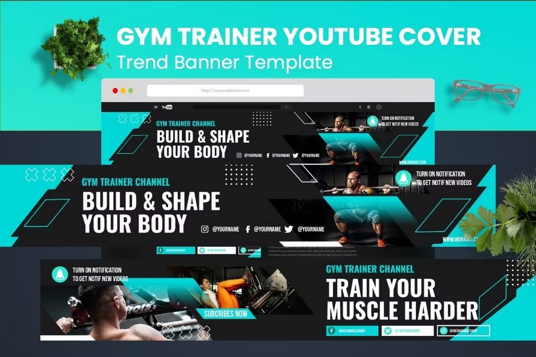 Gym Trainer Youtube Cover Art Template