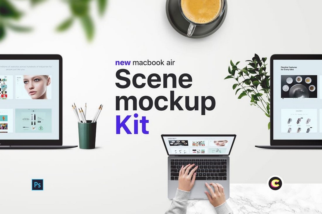 Laptop scene Mockup kit