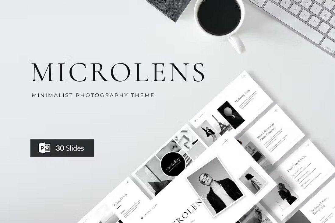 Microlens - B&W PowerPoint Template for Photography
