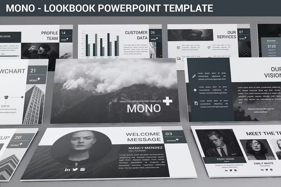 Mono - Lookbook Black and White Powerpoint Template