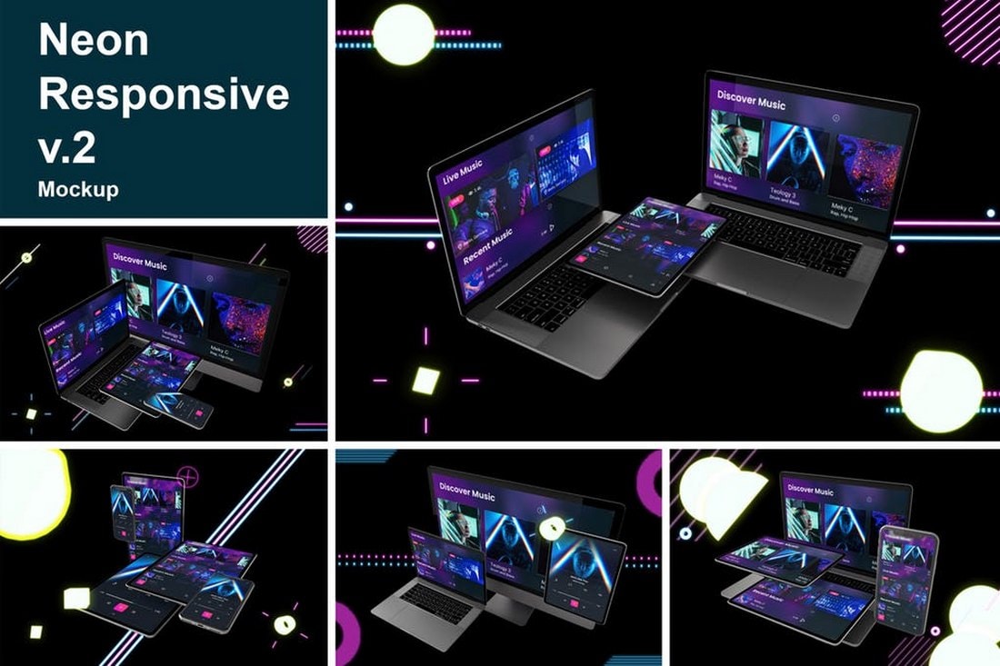 Neon Responsive Laptop Mockups