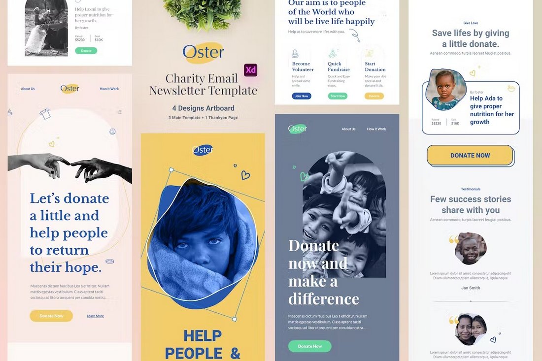 Oster - Charity Email Templates for Adobe XD