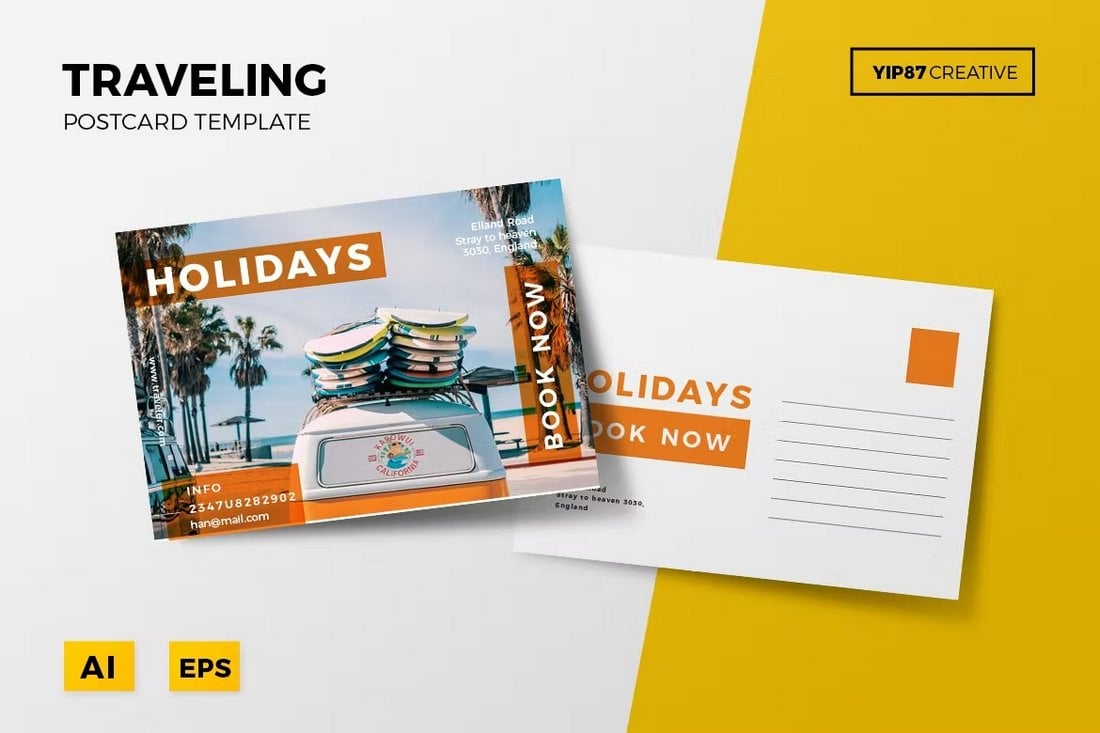 Printable Postcard Template for Travel Agencies