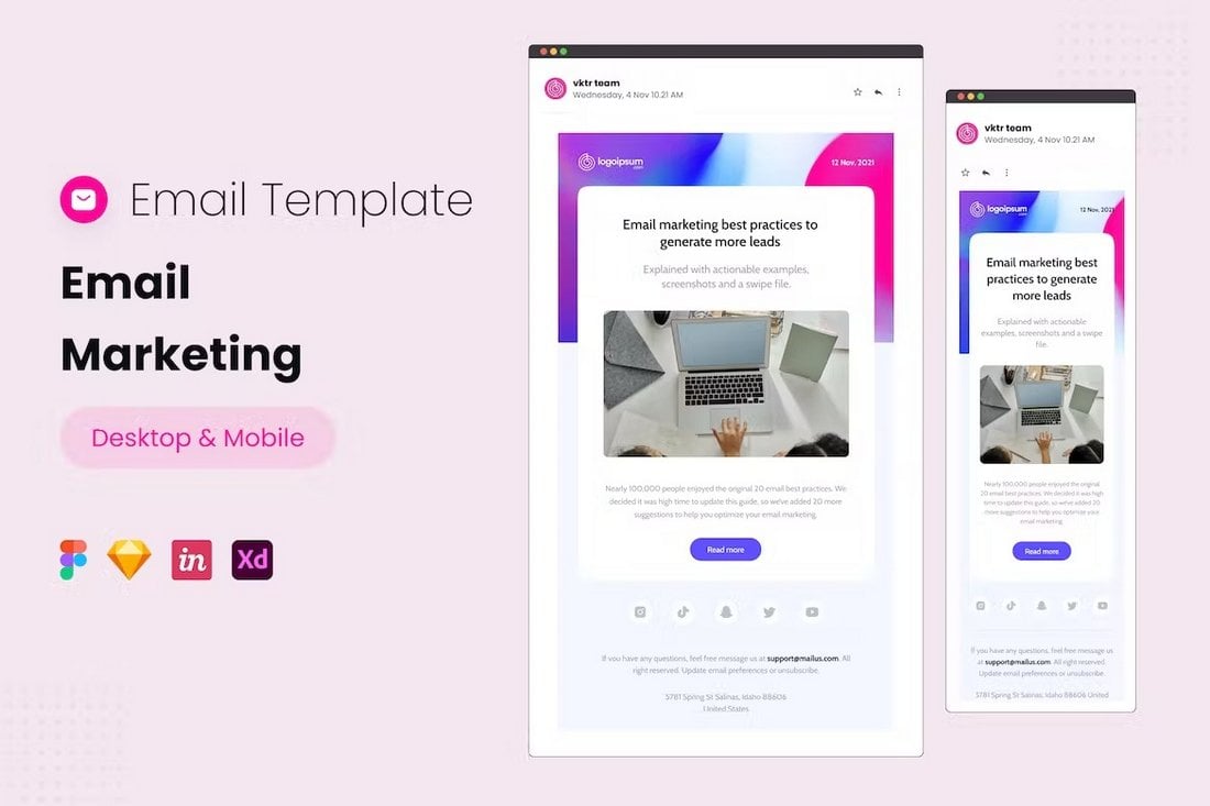 Simple Adobe XD Email Template