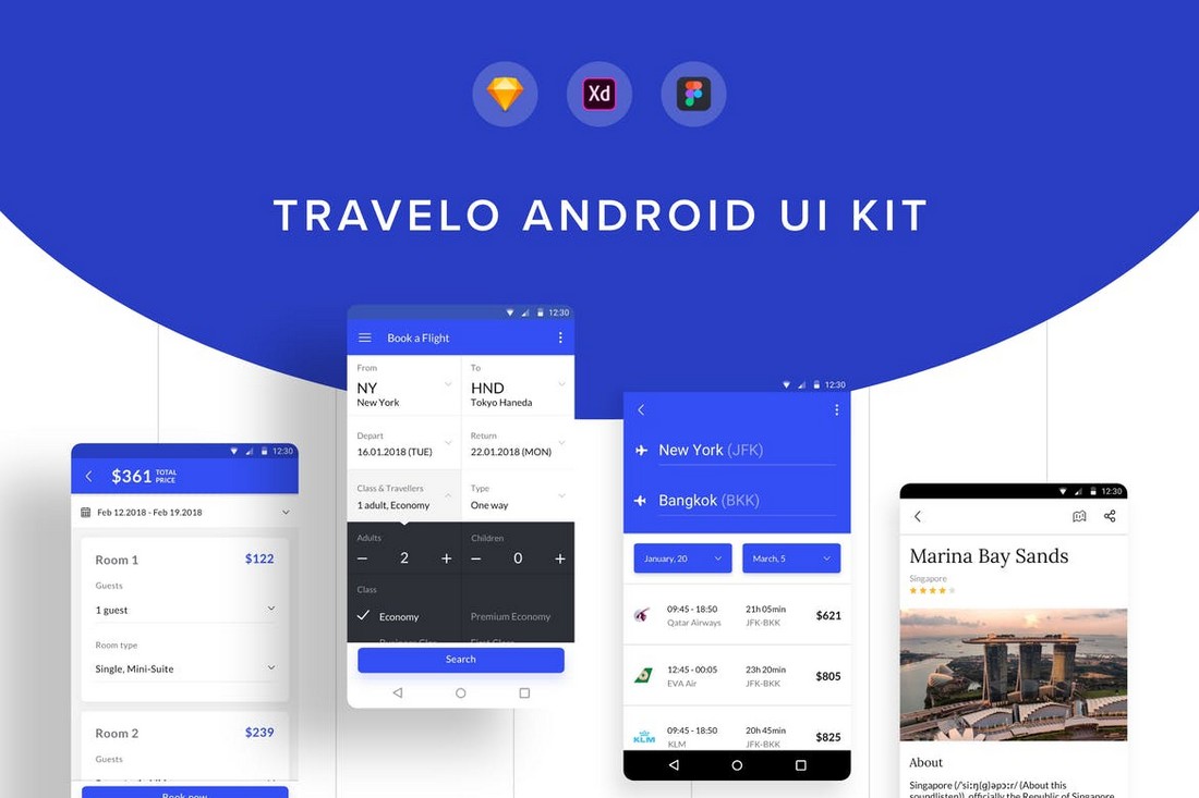 Travelo Android UI Kit for Figma