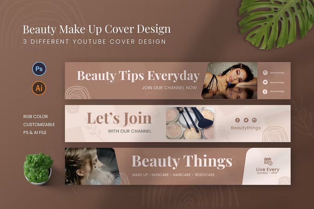 Youtube Cover Template for Beauty Tips Channels