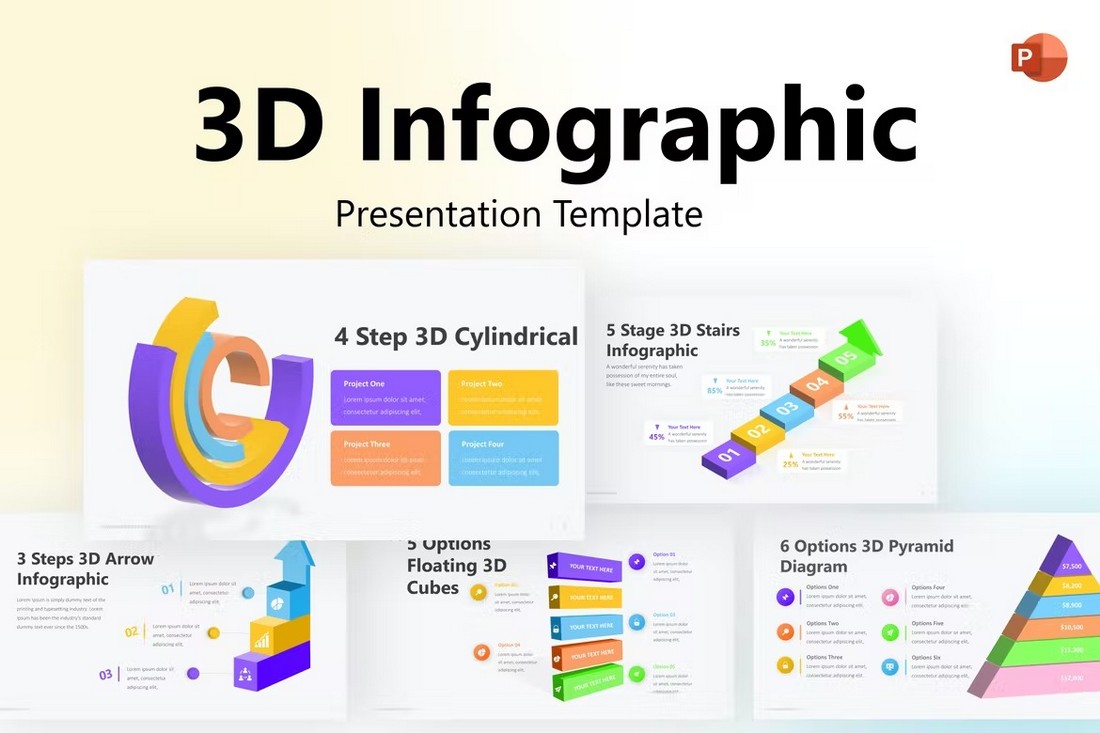 3D Infographics PowerPoint Template