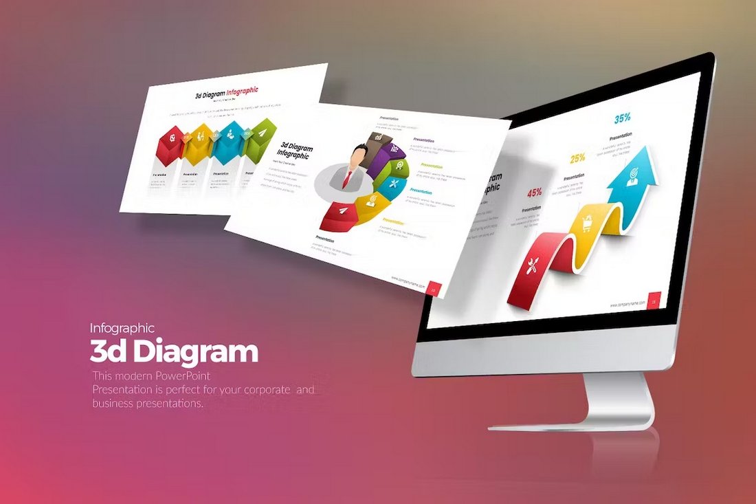 3d Diagram infographic PowerPoint Template