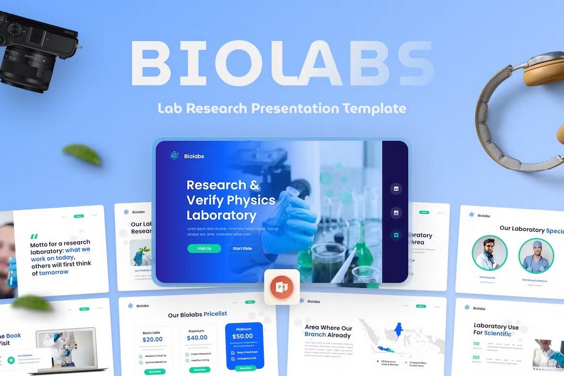 BioLabs - Science Research Powerpoint Template