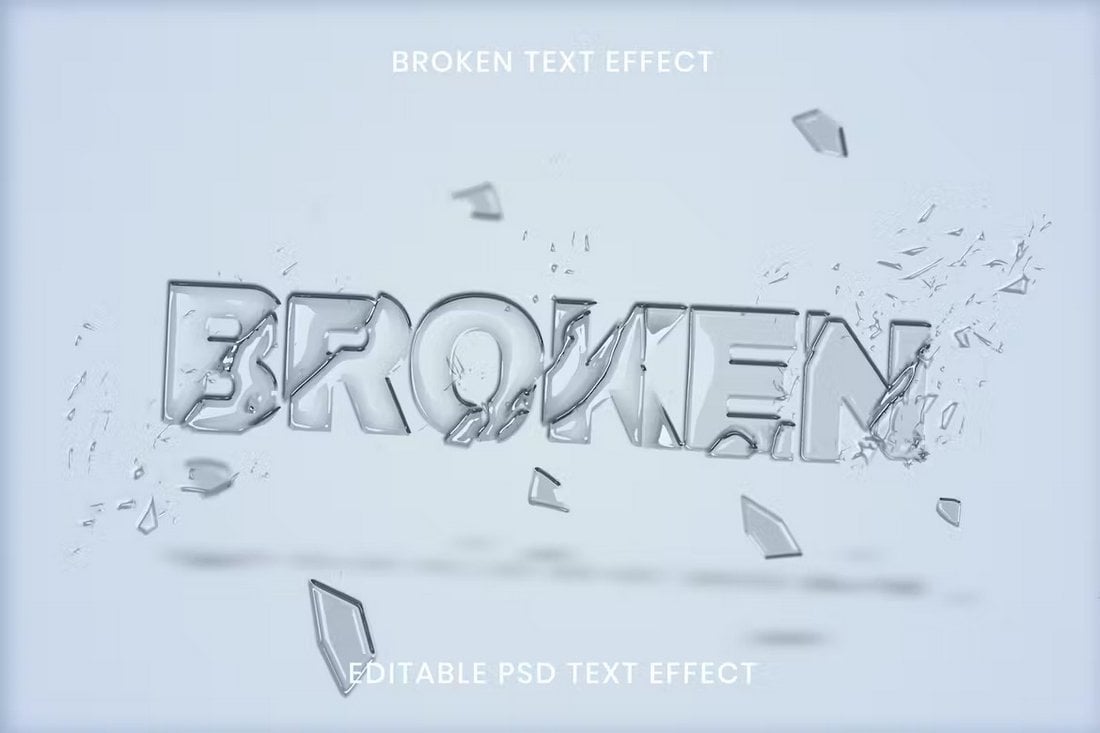 Broken Glass Text Effect PSD Template