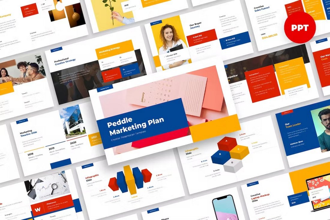 Colorful Marketing Plan Presentation PowerPoint Template