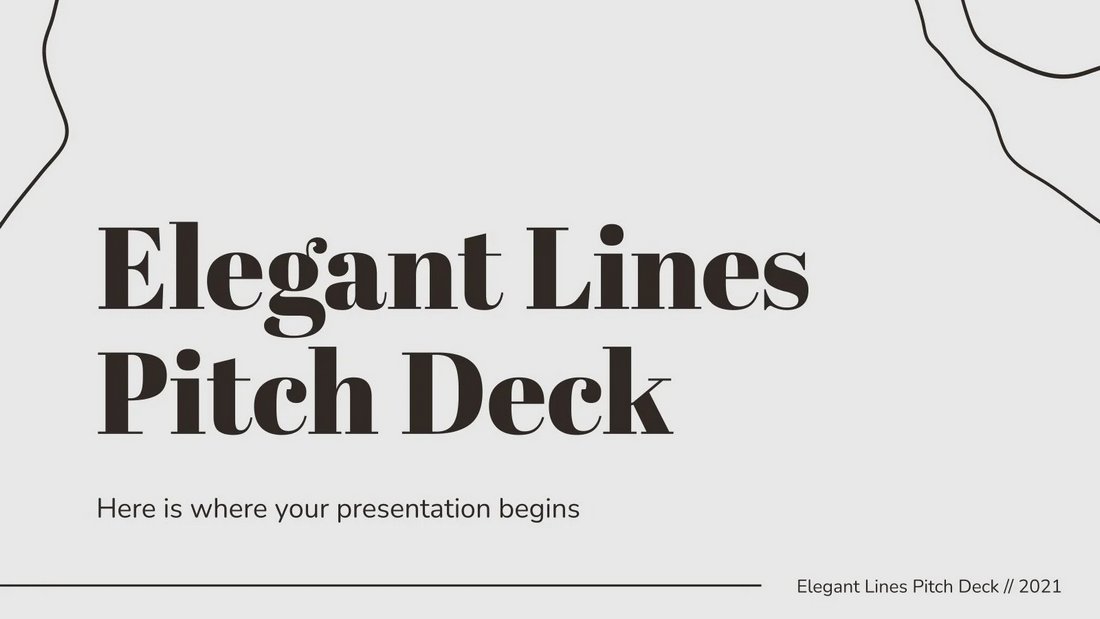 Elegant Lines - Free Clean Pitch Deck Template PPT