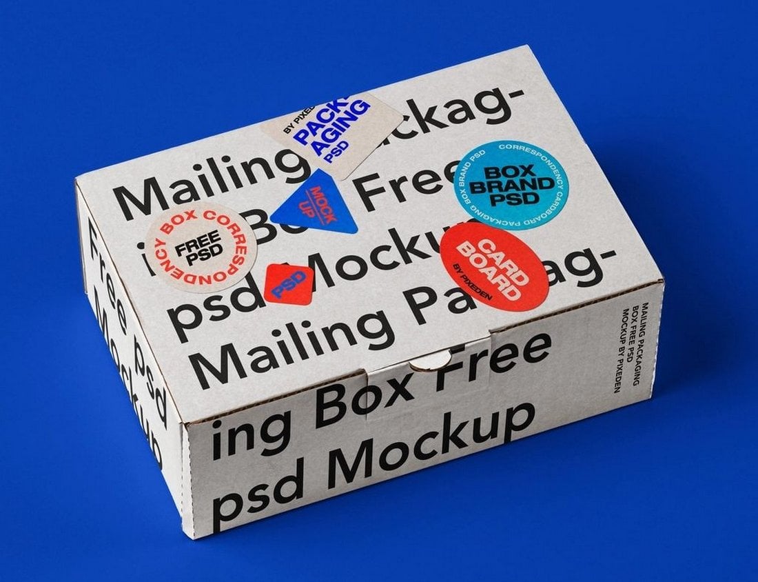 Free Mail Packaging Cardboard Box Mockup