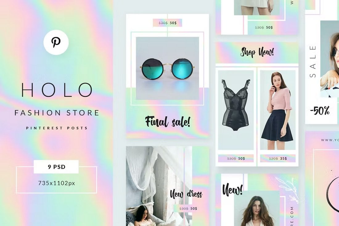 Holo Fashion Store Pinterest Post Templates