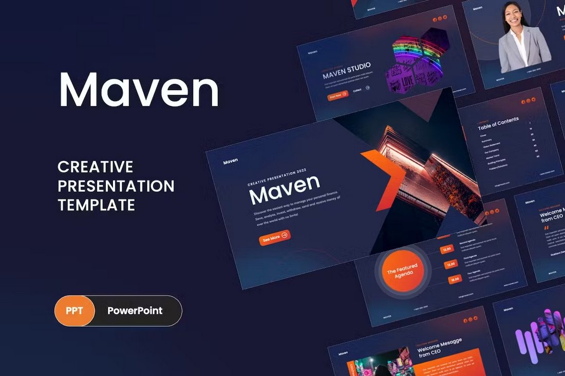 Maven - Professional Pitch Deck PowerPoint Template