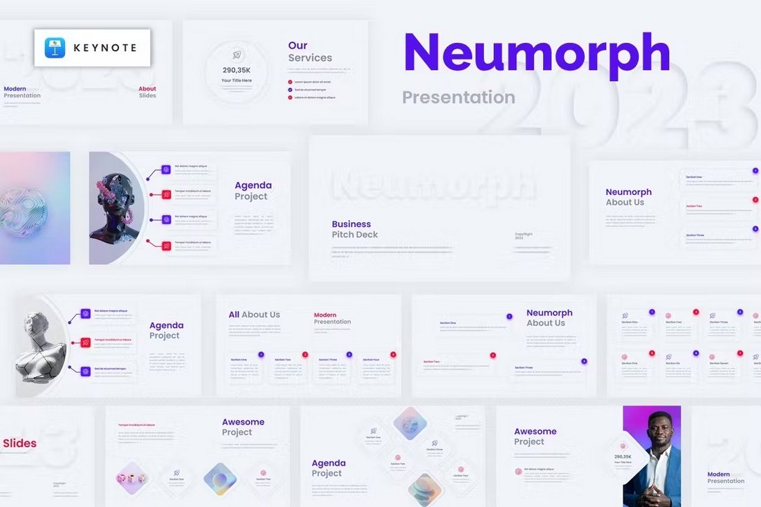 Neumorph - Minimal Pitch Deck Keynote Template