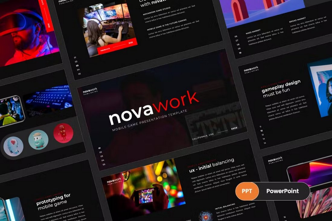 Novawork - Mobile Game PowerPoint Template
