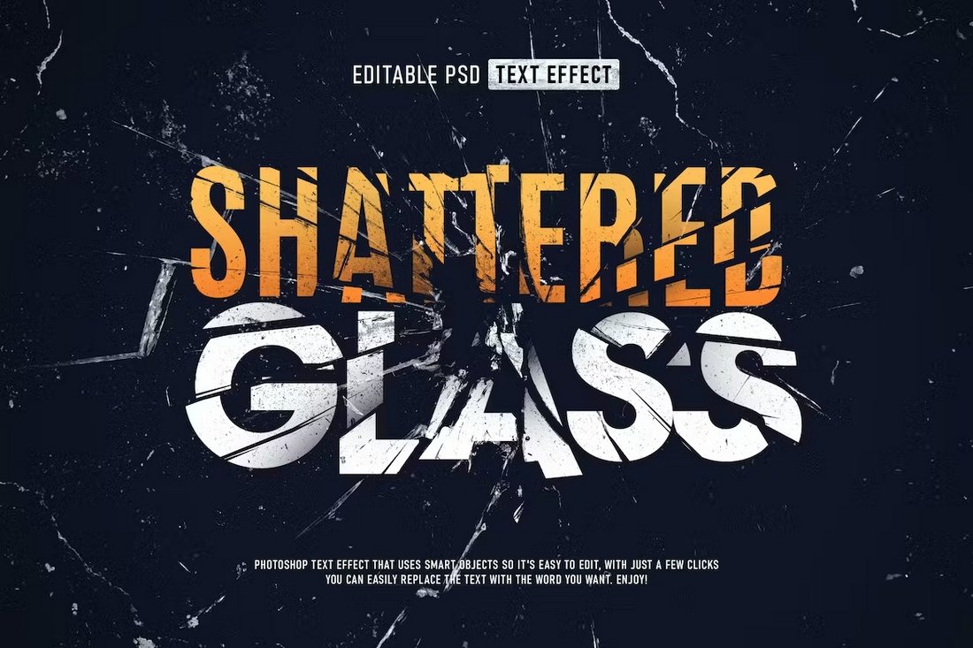 Shattered Glass Text Effect PSD