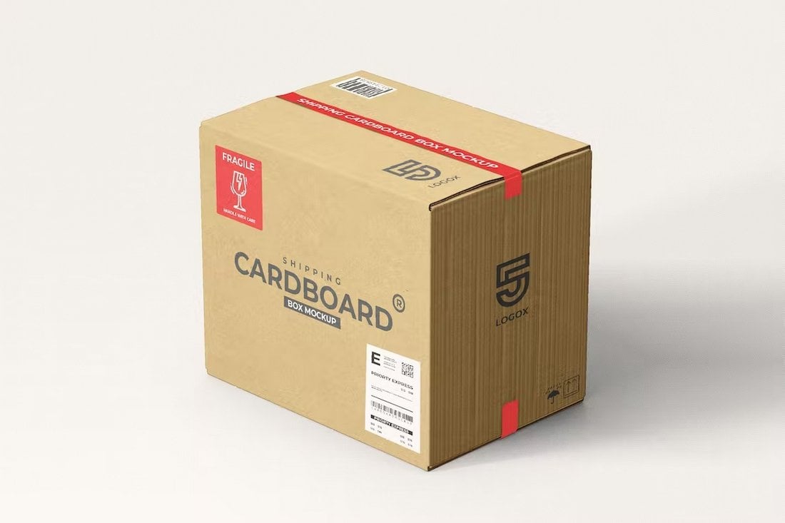 Shipping Cardboard Box Mockup
