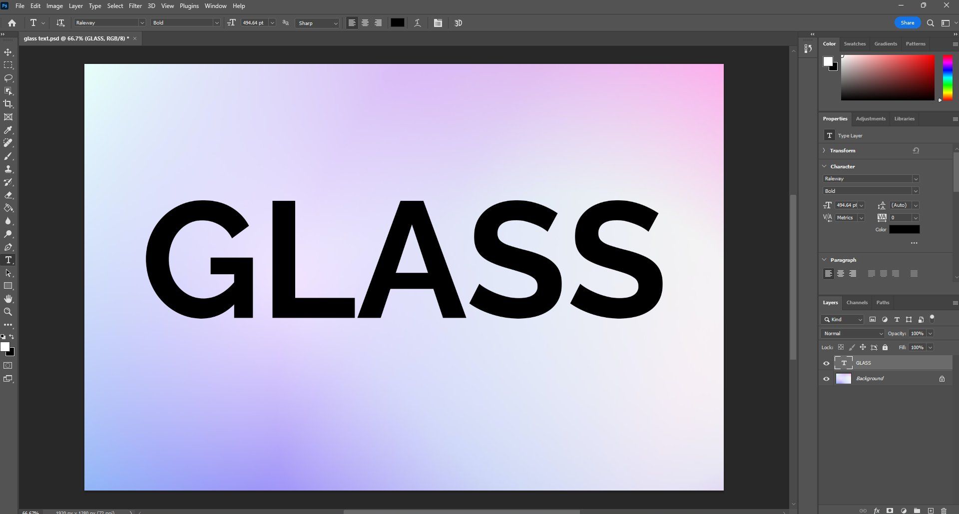 glass text tutorial 1
