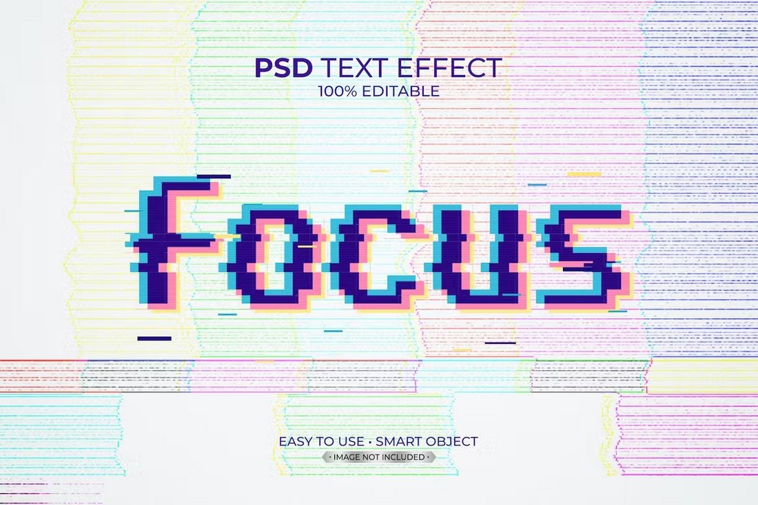 Focus Glitch Text Effect for Photoshop