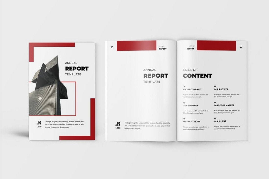 Red - Word & InDesign Annual Report Template