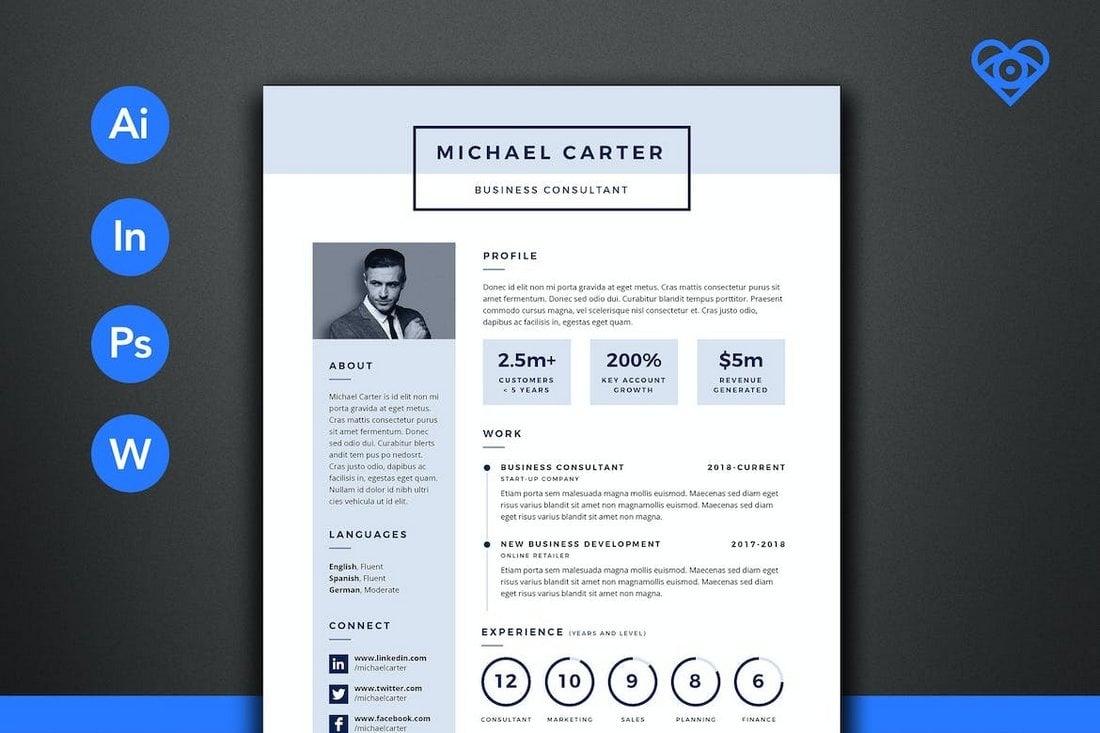 Business Resume Template for Photoshop
