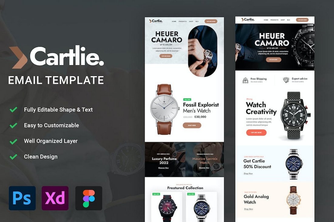 Cartlie - Shopping Email Template for Figma