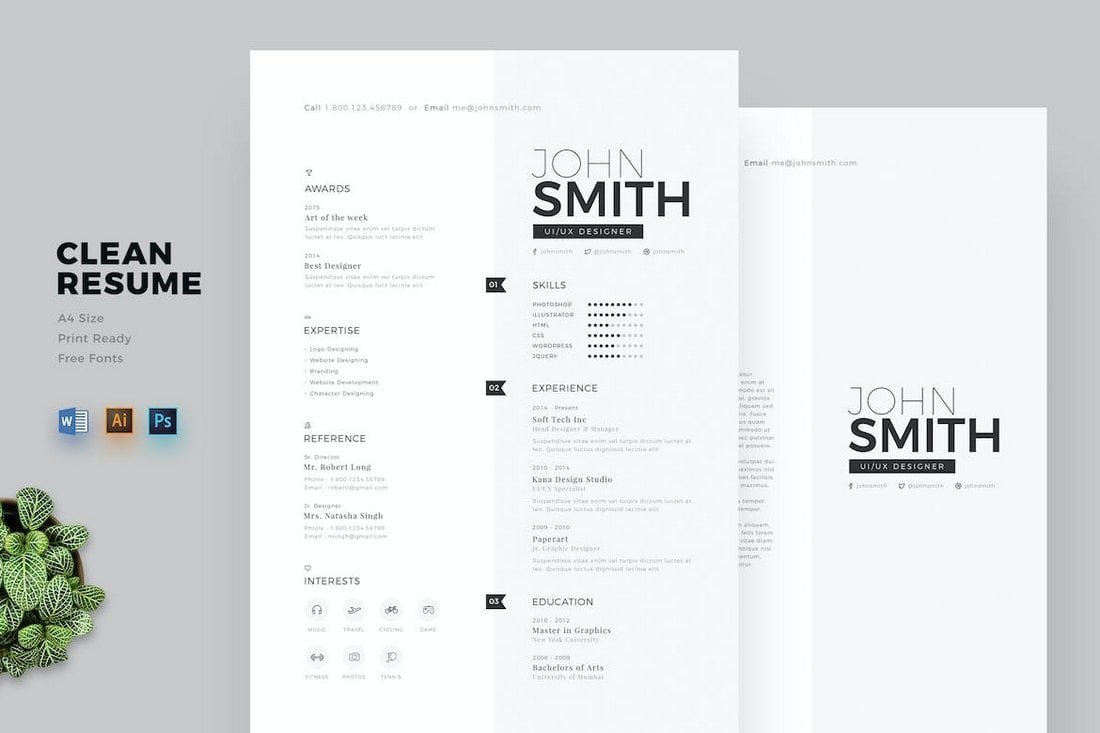 Clean Photoshop Resume Template