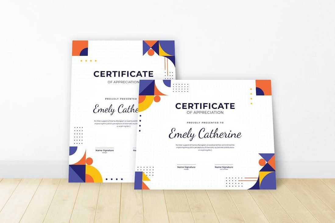 Colorful Editable Certificate Template Word