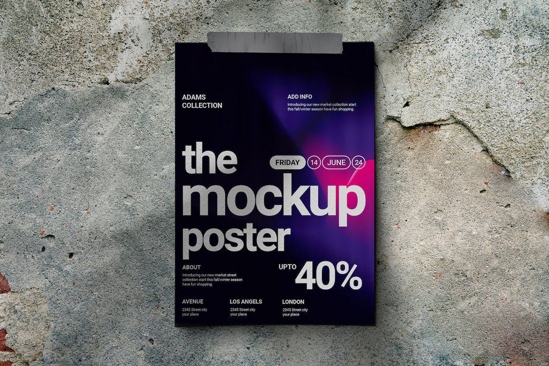 Duck Taped Poster Wall Mockup