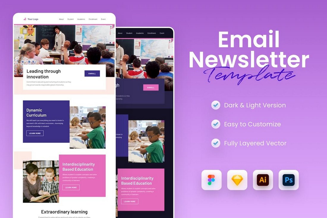 Education Email Newsletter Template for Figma
