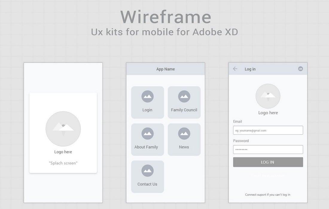 Free Mobile Wireframe Kit For Adobe XD