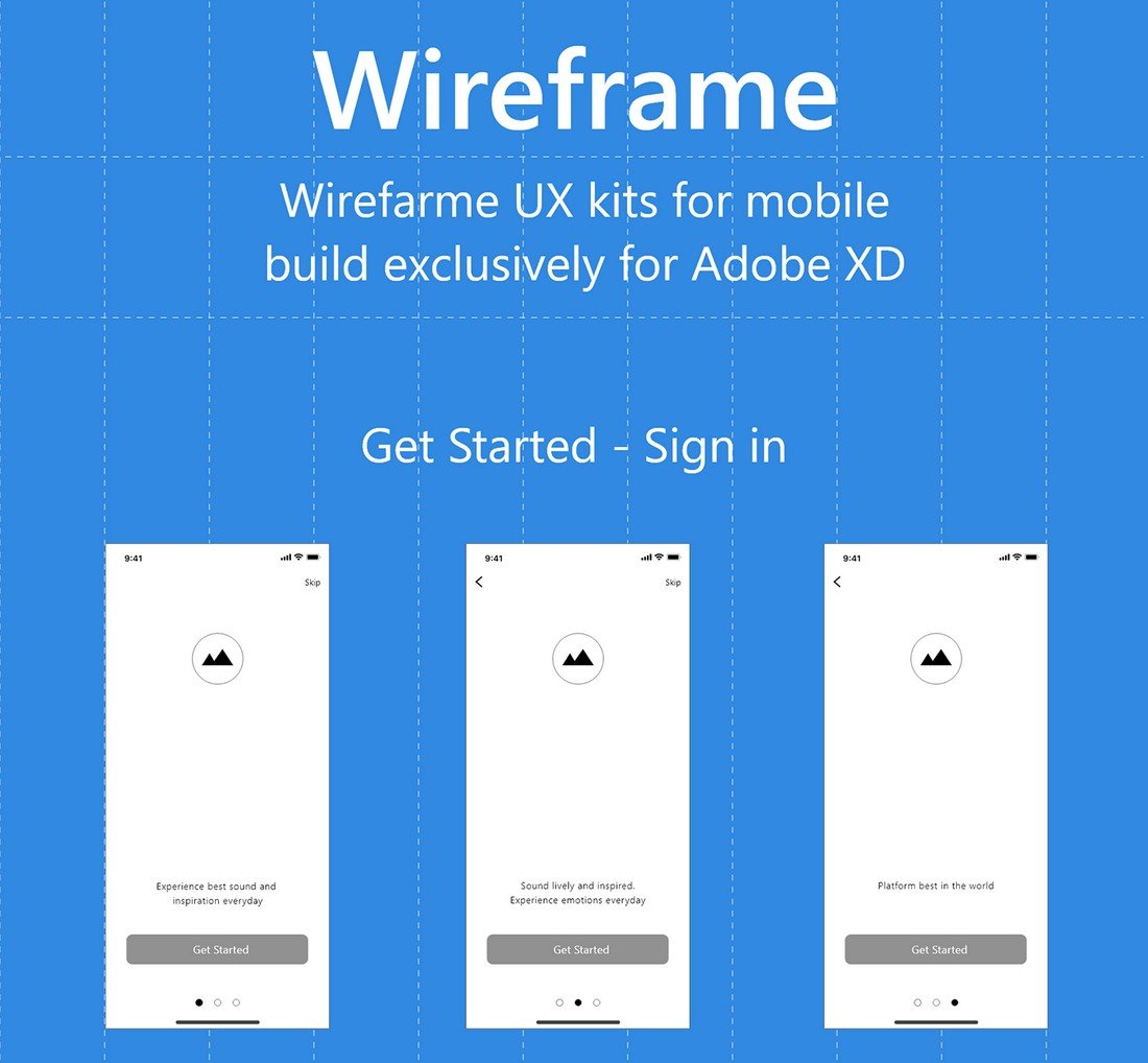 Free Music App Wireframe UX Kit