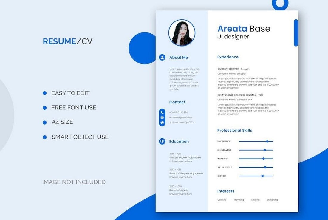 Free Photoshop Resume Template for Designers